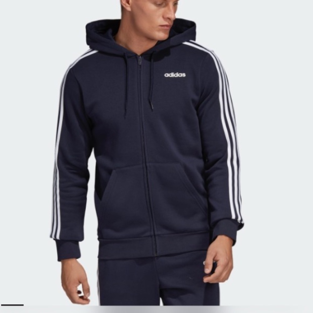 🔰 ADIDAS Essentials NWT 3 Stripe Track Hoodie NEW!
